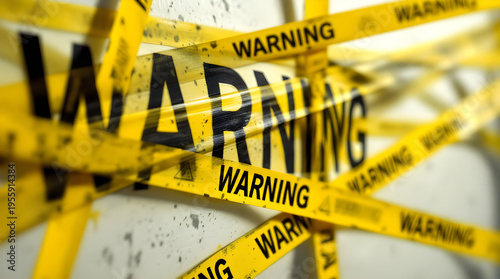 Yellow warning tape with black lettering