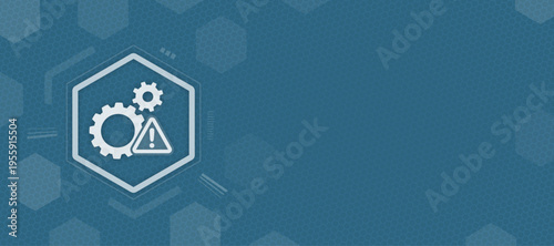 Mechanical engineering failure warning sign vector illustration with gears and copy space for text background