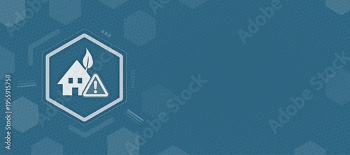 Eco housing problem warning sign vector illustration with house leaf and copy space for text background