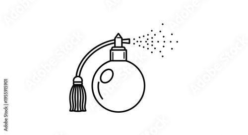 Vintage Perfume Bottle Spraying Mist, Retro Fragrance Atomizer Icon