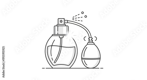 Vintage Perfume Bottle with Atomizer Spray, Elegant Retro Fragrance Dispenser Icon