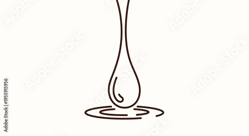 Viscous liquid drop falling into pool, creating ripples, abstract concept of flow and impact