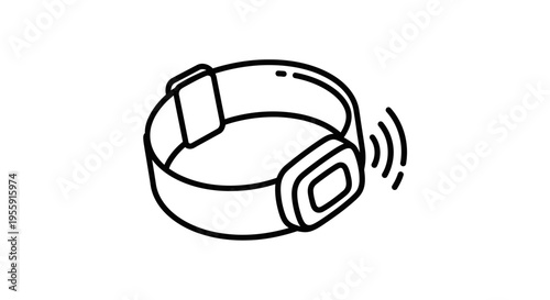 Wearable Fitness Tracker Icon with Wireless Signal Waves