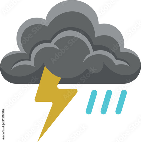 Gray cloud, lighting and rain weather vector