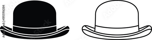 Bowler Hat Vector Icons Set Vector