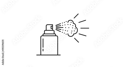 Spray Can Icon with Aerosol Mist and Particles - Clean Line Art Illustration
