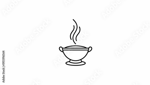 Steaming Bowl of Hot Soup Icon, Comfort Food, Warm Meal, Culinary Symbol