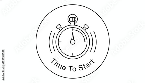 Stopwatch Icon with Text 'Time To Start' - Symbolizing Beginning, Countdown, and Opportunity