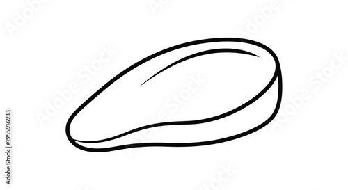 Simple Outline Drawing of a Single Almond Nut on White Background