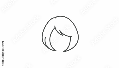 Simple Bob Hairstyle Icon, Minimalist Line Art of a Woman's Haircut