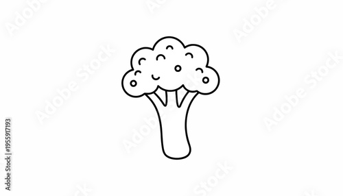 Simple Broccoli Icon, Hand-Drawn Vector Illustration, Healthy Food Symbol