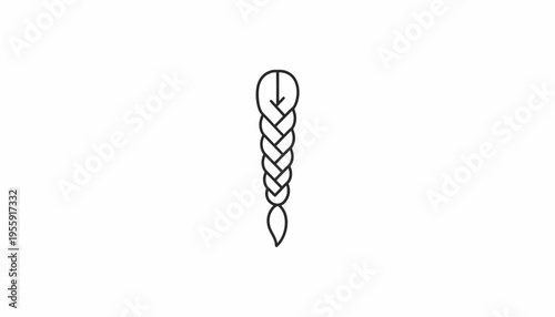 Simple Line Art Icon of a Braided Hairstyle