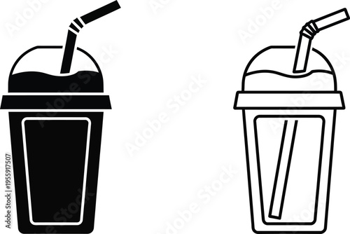 Iced Coffee and Smoothie Cup Icon Set Vector
