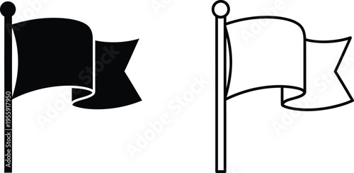 Black and White Flag Icon Set Vector Illustration Vector