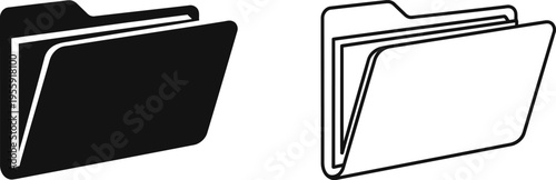 Folder Icon Set: Solid and Outline Design Vector