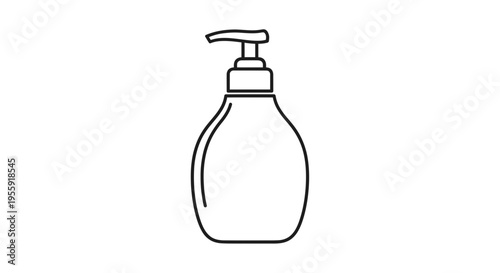 Minimalist Line Art of a Soap Dispenser Bottle with Pump