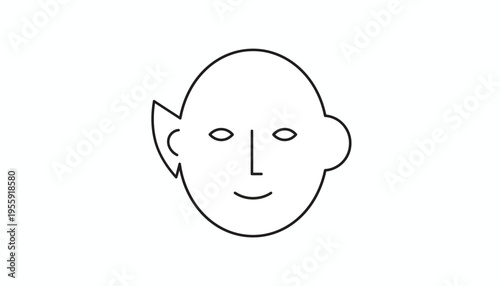 Minimalist Line Art Portrait of a Human Face with Simple Features and a Smile