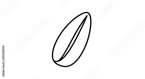 Minimalist coffee bean outline on white background, simple, clean, single object
