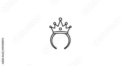 Minimalist Crown Headband Icon, Simple Royal Symbol, Elegant Accessory Outline