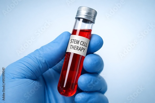 Doctor Hand Holding Stem Cell Therapy Blood Sample Test Tube