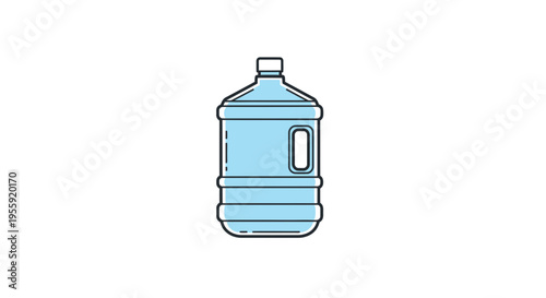 Large Blue Water Cooler Bottle with Handle, Isolated on White Background