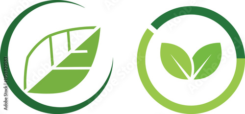 Circular leaf emblems for organic product labeling and packaging