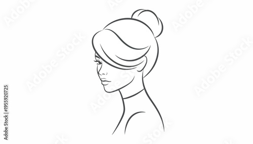 Elegant Woman Profile Silhouette with Updo Hairstyle and Minimalist Choker Necklace