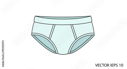 Clean Light Blue Briefs Underwear, Simple Vector Illustration, Isolated on White Background