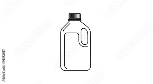 Clean Plastic Bottle with Handle, Line Art Icon