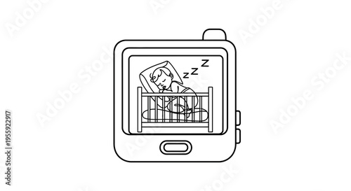 Baby Monitor Shows Sleeping Infant in Crib, Technology for Childcare