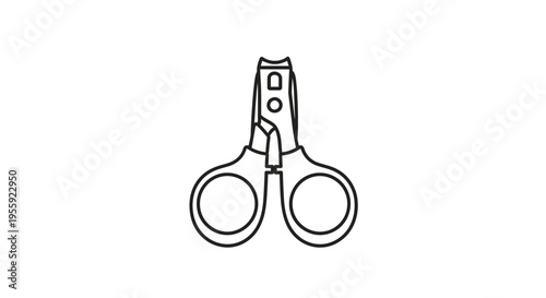 Baby Nail Scissors Icon, Small Safety Clippers for Infant Grooming, Line Art