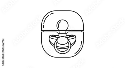 Baby Pacifier in Protective Case, Clean Line Art Icon