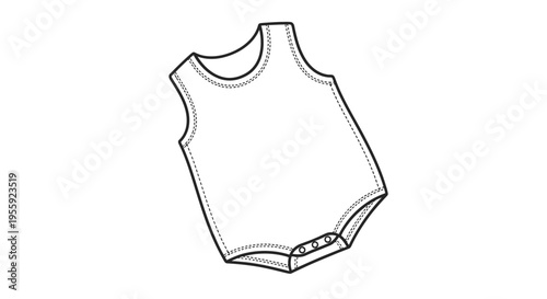 Baby Bodysuit Clothing Sketch, Newborn Infant One-Piece Garment Outline
