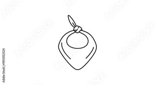 Baby Bib Icon, Cartoon Style, Simple Line Art, Isolated on White Background