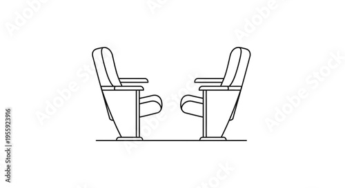 Two empty cinema seats facing forward, illustration, vector art