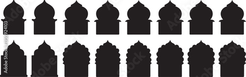 arch decorative motif islamic architecture dome outline set