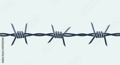 Barbed wire closeup metal fence.