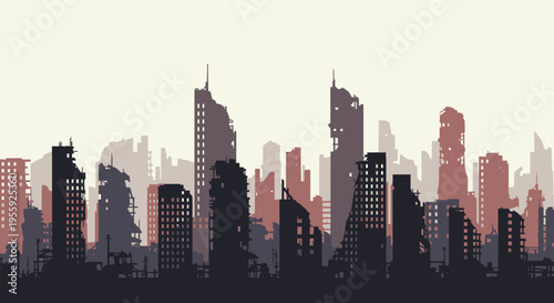 City Skyline with Tall Buildings.