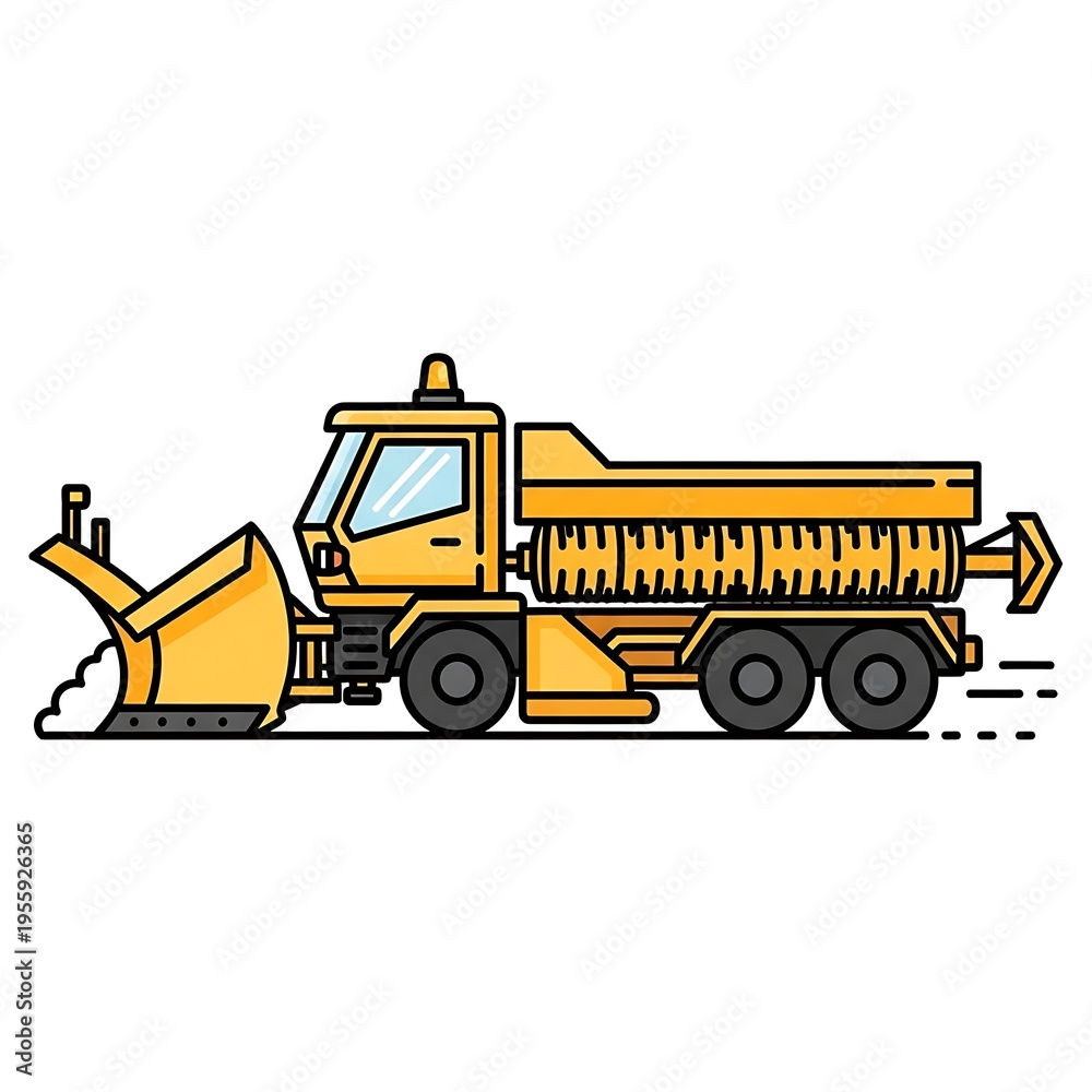 Obraz premium Snowplow truck clearing winter road.