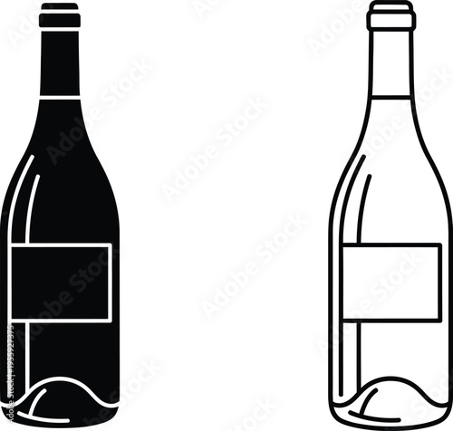 Wine Bottle Icon Set Vector Illustration Vector