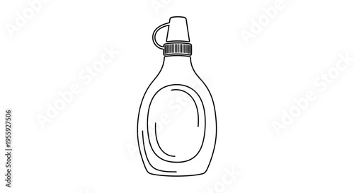Simple Line Art Illustration of a Squeeze Bottle with Cap