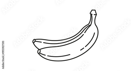 Simple Line Art Illustration of Two Bananas, Minimalist Food Icon