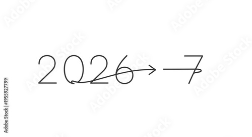 2026 to 7 years concept, future planning, time passing, countdown, goal achievement