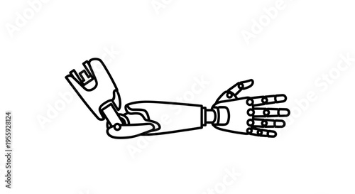 Robotic Arm with Articulated Hand, Bionic Prosthetic Limb, Futuristic Technology