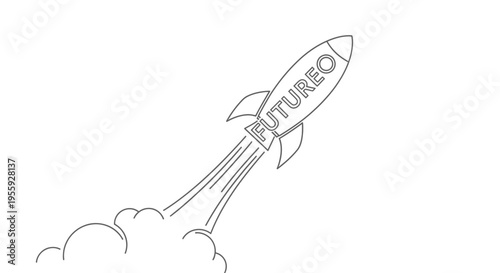 Rocket Launching into Future, Business Growth and Innovation Concept
