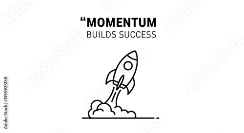 Rocket Launching, Momentum Builds Success Concept, Startup Growth, Business Achievement
