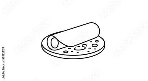 Rolled Tortilla or Crepe with Filling, Minimalist Line Art Icon