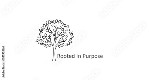 Rooted In Purpose Tree Logo, Growth, Stability, Business Concept, Minimalist Design
