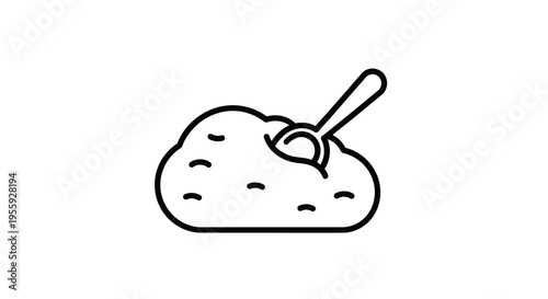 Scoop of Powdered Sugar or Flour in a Pile with Spoon Icon