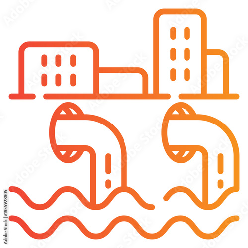 Water Factory Gradient Icon